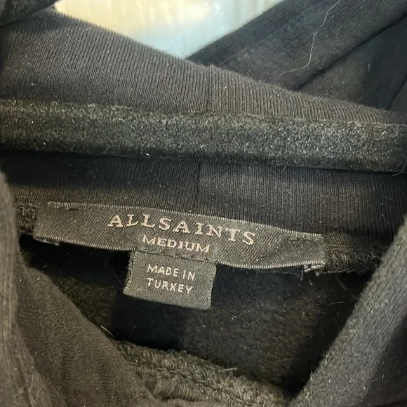 All Saints Giselle Chain Fringe Black Hoodie M - Picture 10 of 12